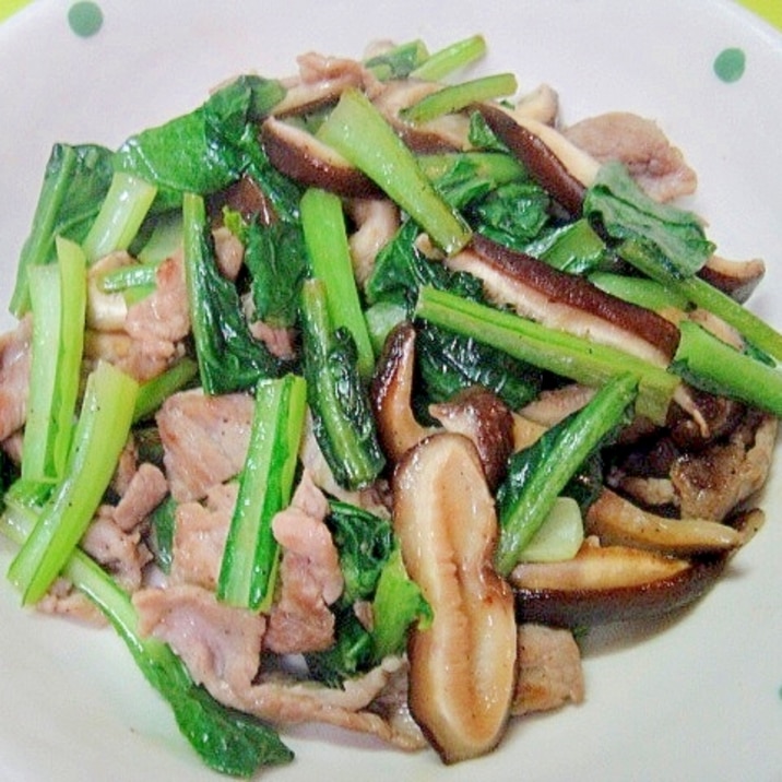 小松菜としいたけ豚肉のオイスター炒め レシピ 作り方 By Mint74 楽天レシピ